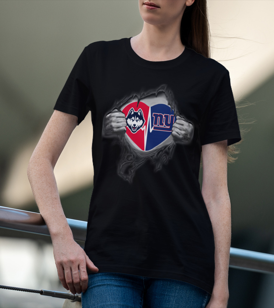 Giants Uconn Huskies Heart Logo Collaboration T-Shirt