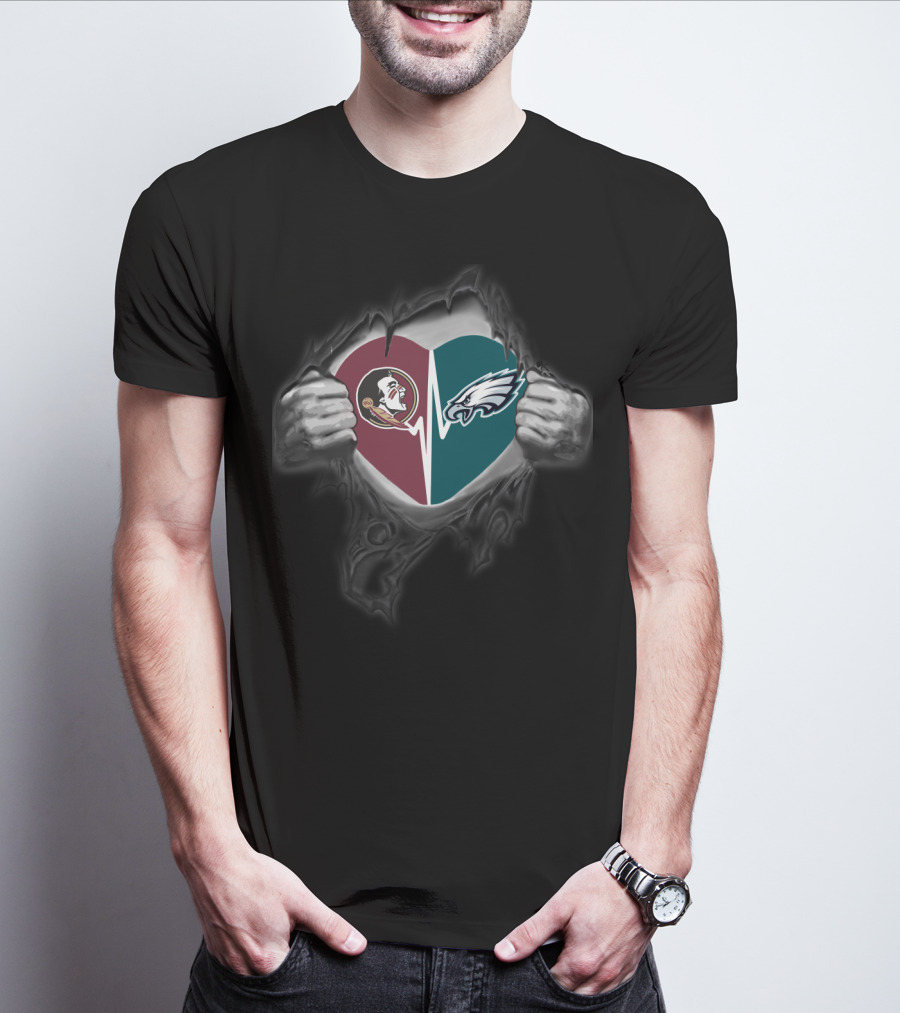 Florida State Seminoles Philadelphia Eagles Heart T-Shirt