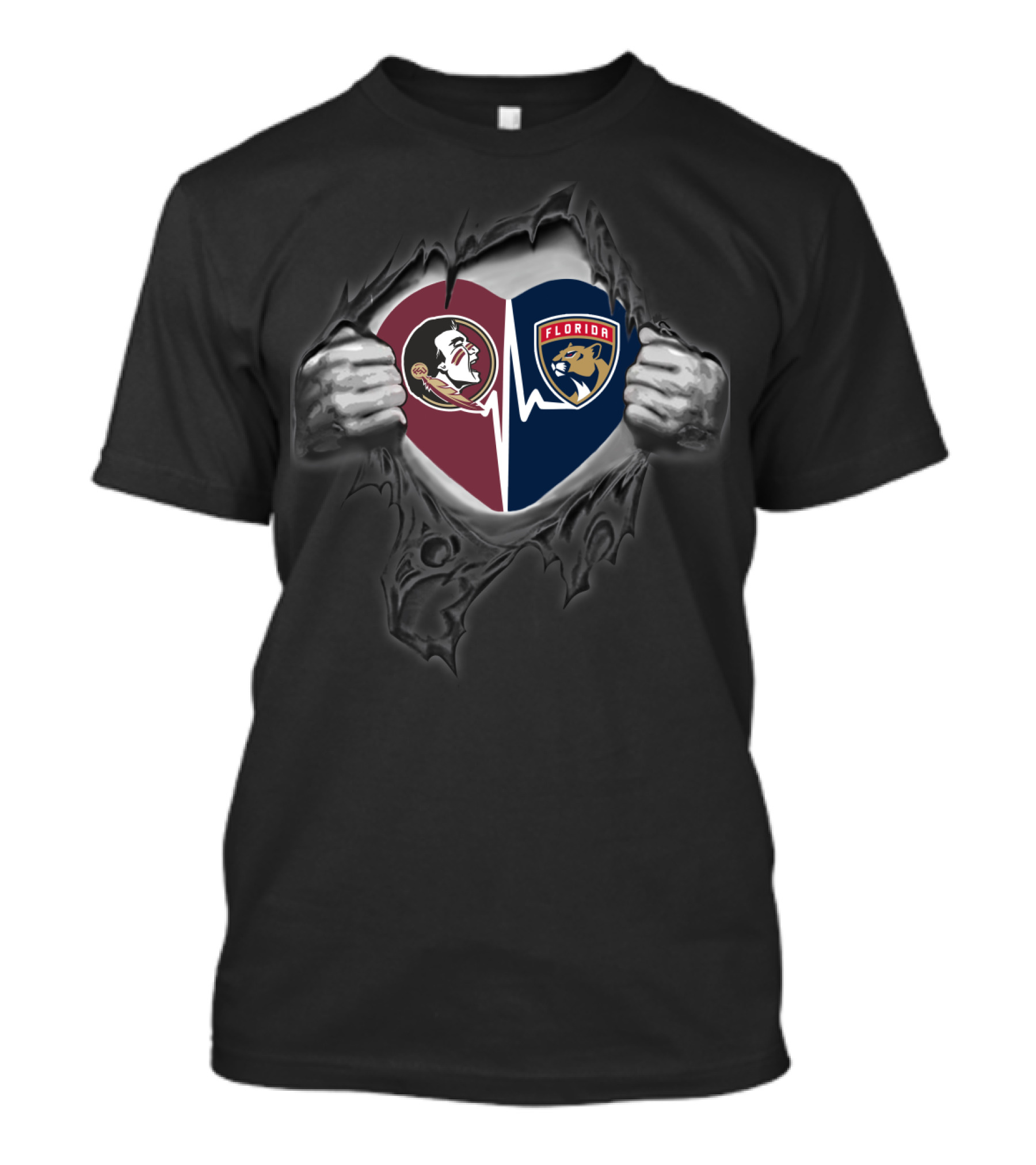 Seminoles Florida Panthers Heartbeat Split T-Shirt