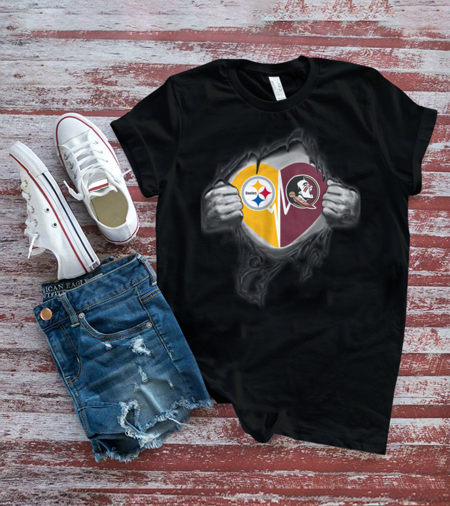 Seminoles Steelers Heart T-Shirt