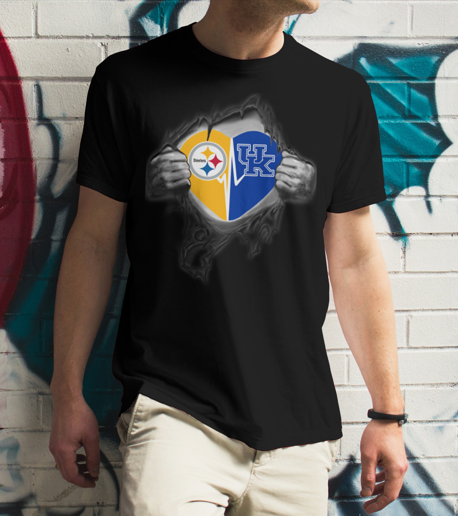 Steelers Heart Kentucky Wildcats Fan Combination T-Shirt