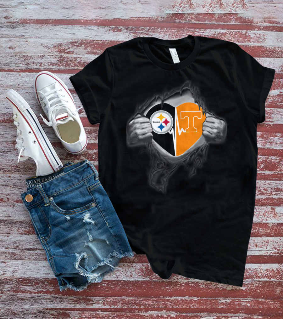 Steelers Tennessee Volunteers Heart Logo Fusion T-Shirt
