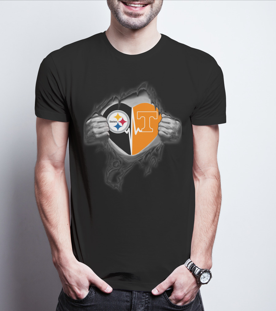 Steelers Tennessee Volunteers Heart Logo Fusion T-Shirt