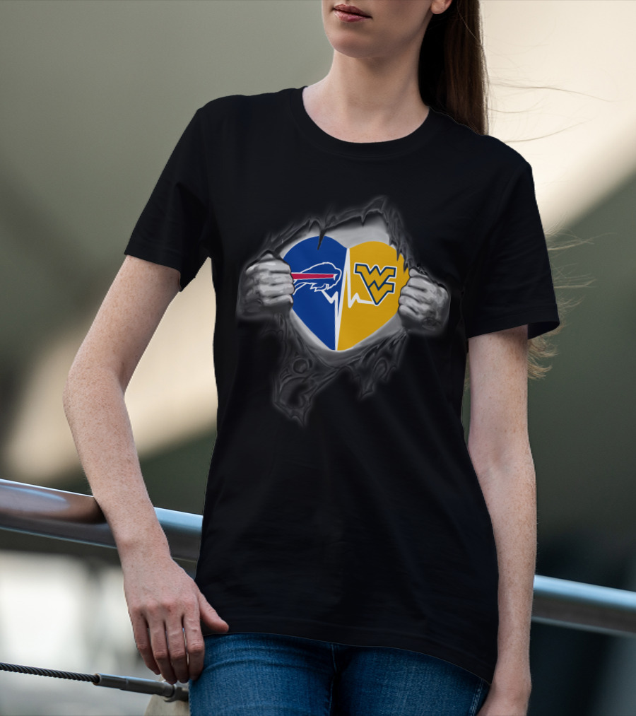 Buffalo Bills West Virginia Mountaineers Heartbeat T-Shirt