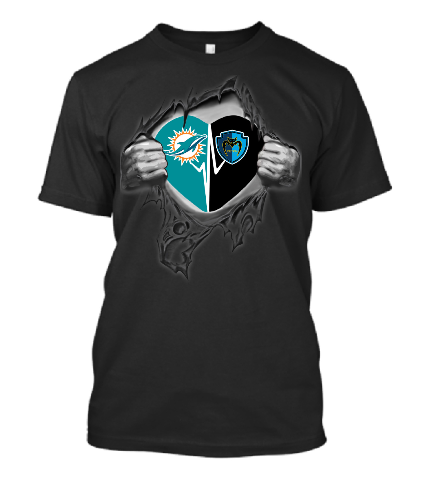 Miami Dolphins Tampa Bay Mutiny Torn Heart T-Shirt
