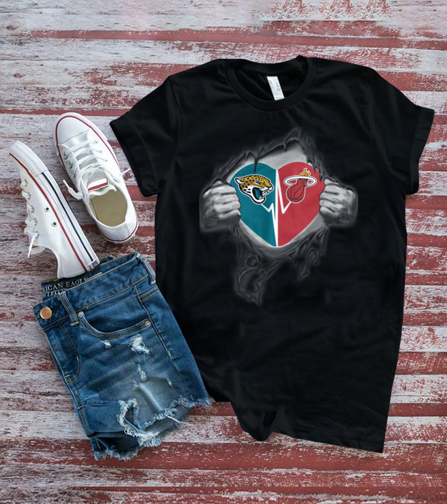 Jaguars Miami Heat Heart T-Shirt