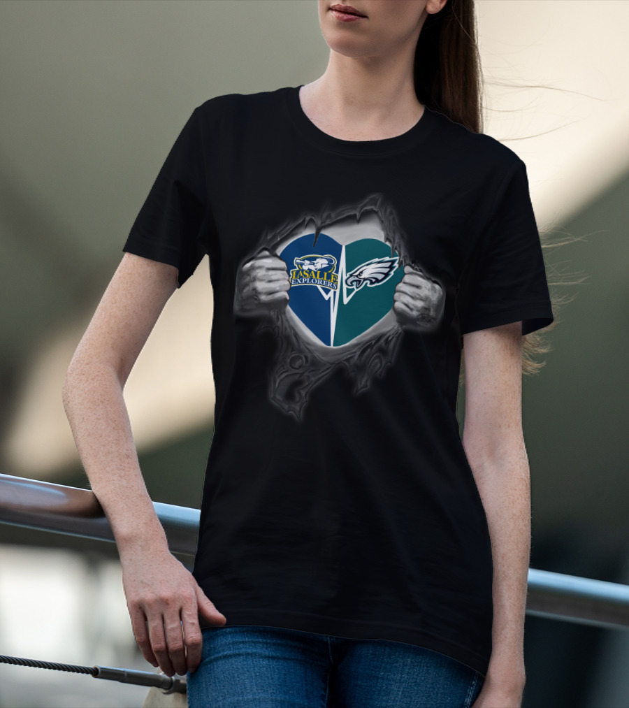 La Salle Explorers And Philadelphia Eagles Heart T-Shirt