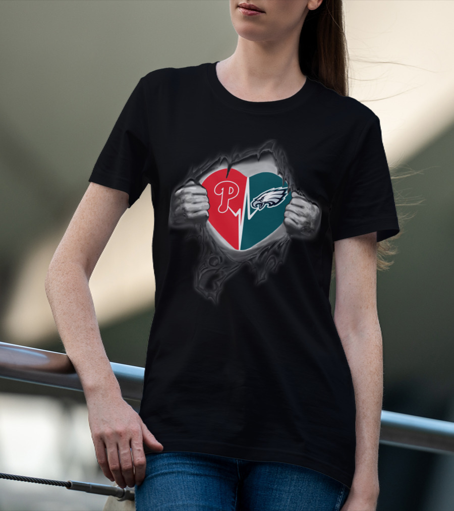 Phillies Eagles Heartbeat Logo Mix T-Shirt