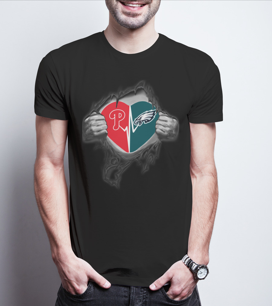Phillies Eagles Heartbeat Logo Mix T-Shirt