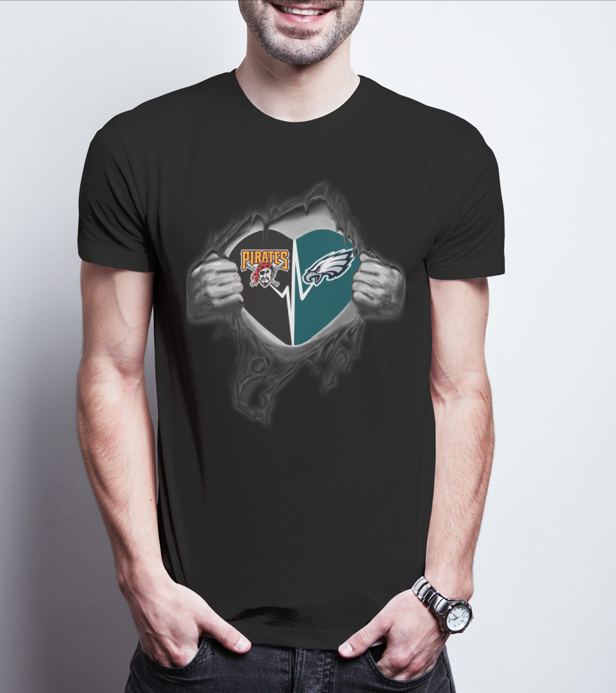 Pittsburgh Pirates Philadelphia Eagles Heart T-Shirt