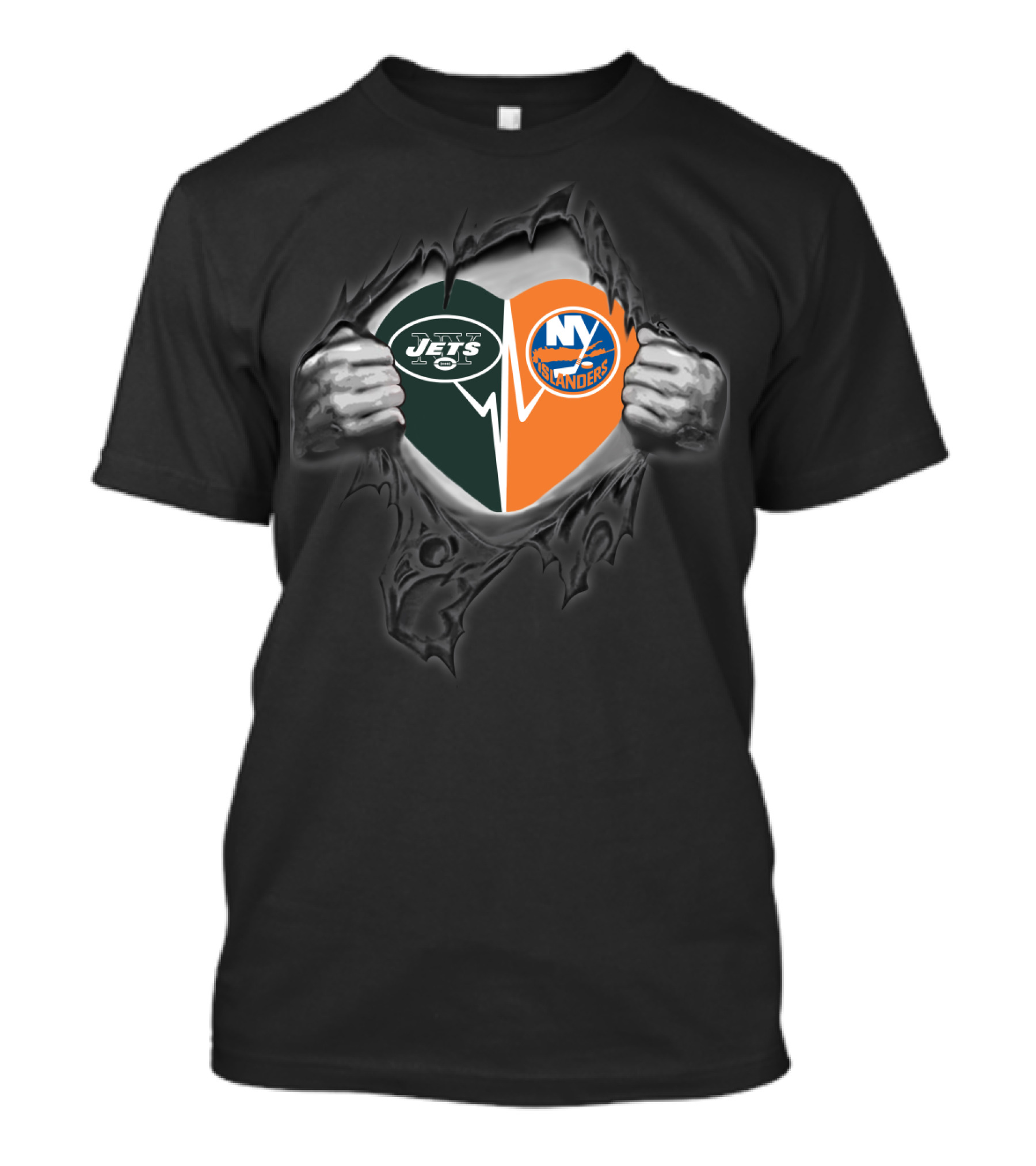 Jets Heart Ny Islanders Fan Fusion T-Shirt