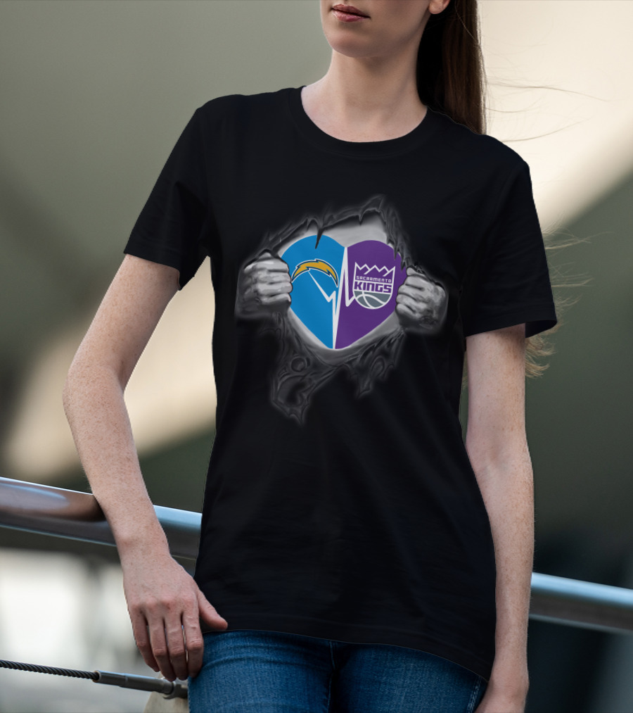 Chargers Sacramento Kings Heart Logo Fusion T-Shirt