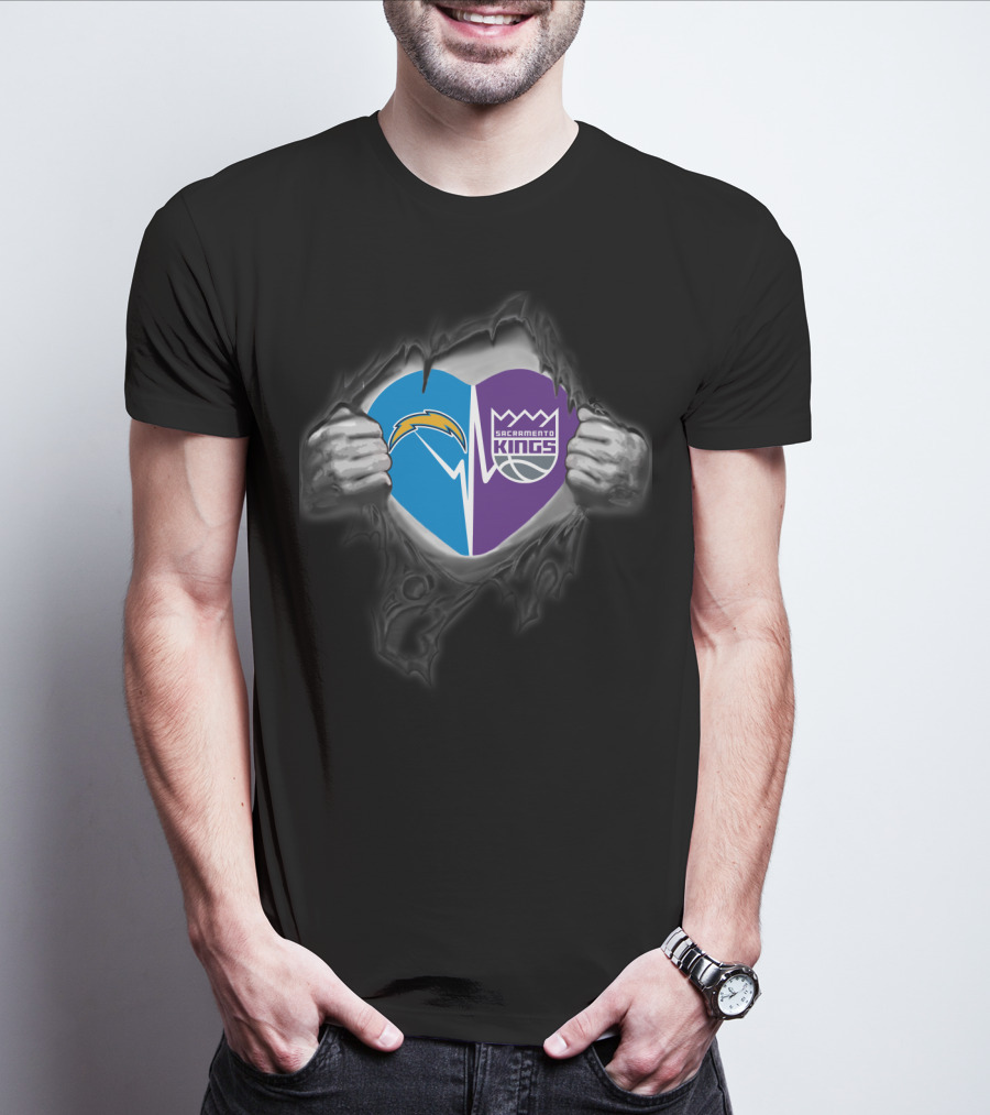 Chargers Sacramento Kings Heart Logo Fusion T-Shirt