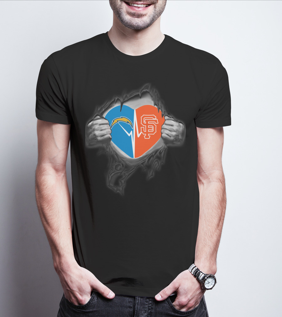 Chargers San Francisco Giants Heart Logo Fusion T-Shirt