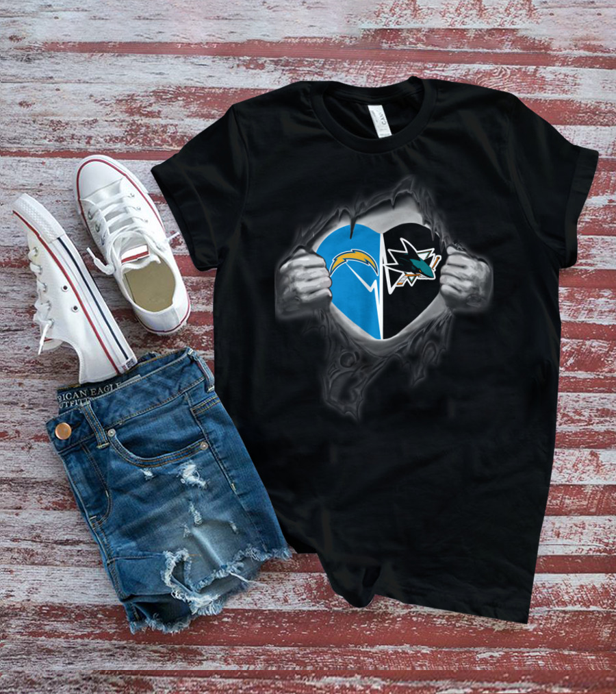 Chargers San Jose Sharks Heart Logo Peeling T-Shirt