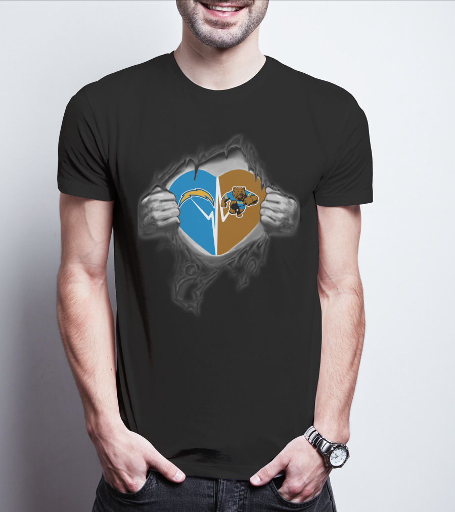 Chargers Ucla Bruins Heart Logo Tear T-Shirt