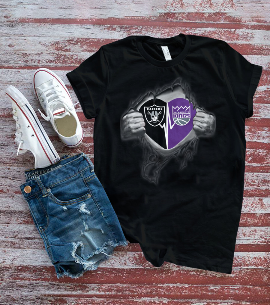 Raiders And Sacramento Kings Split T-Shirt