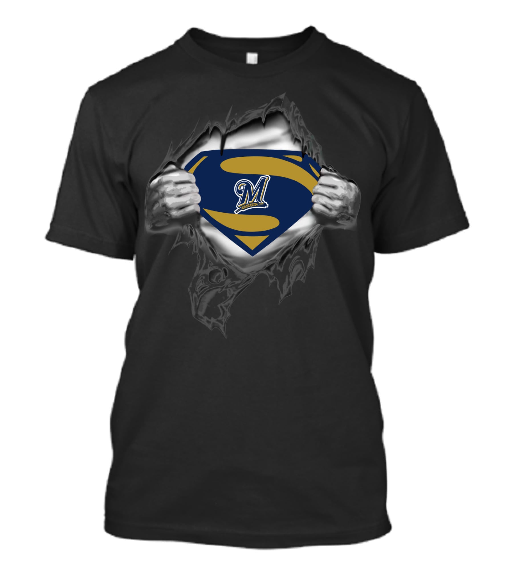Super Milwaukee Brewers Emblem Superman Style T-Shirt