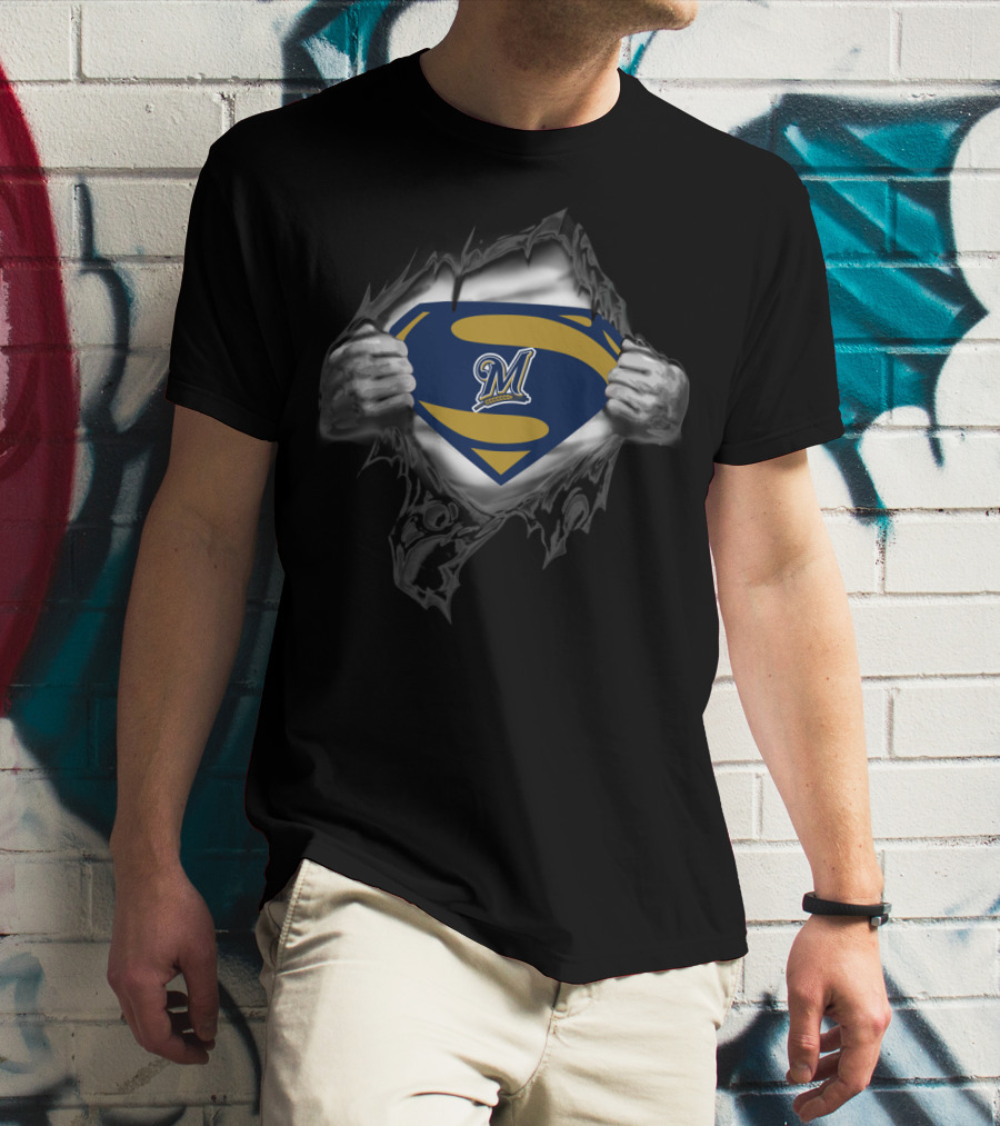 Super Milwaukee Brewers Emblem Superman Style T-Shirt