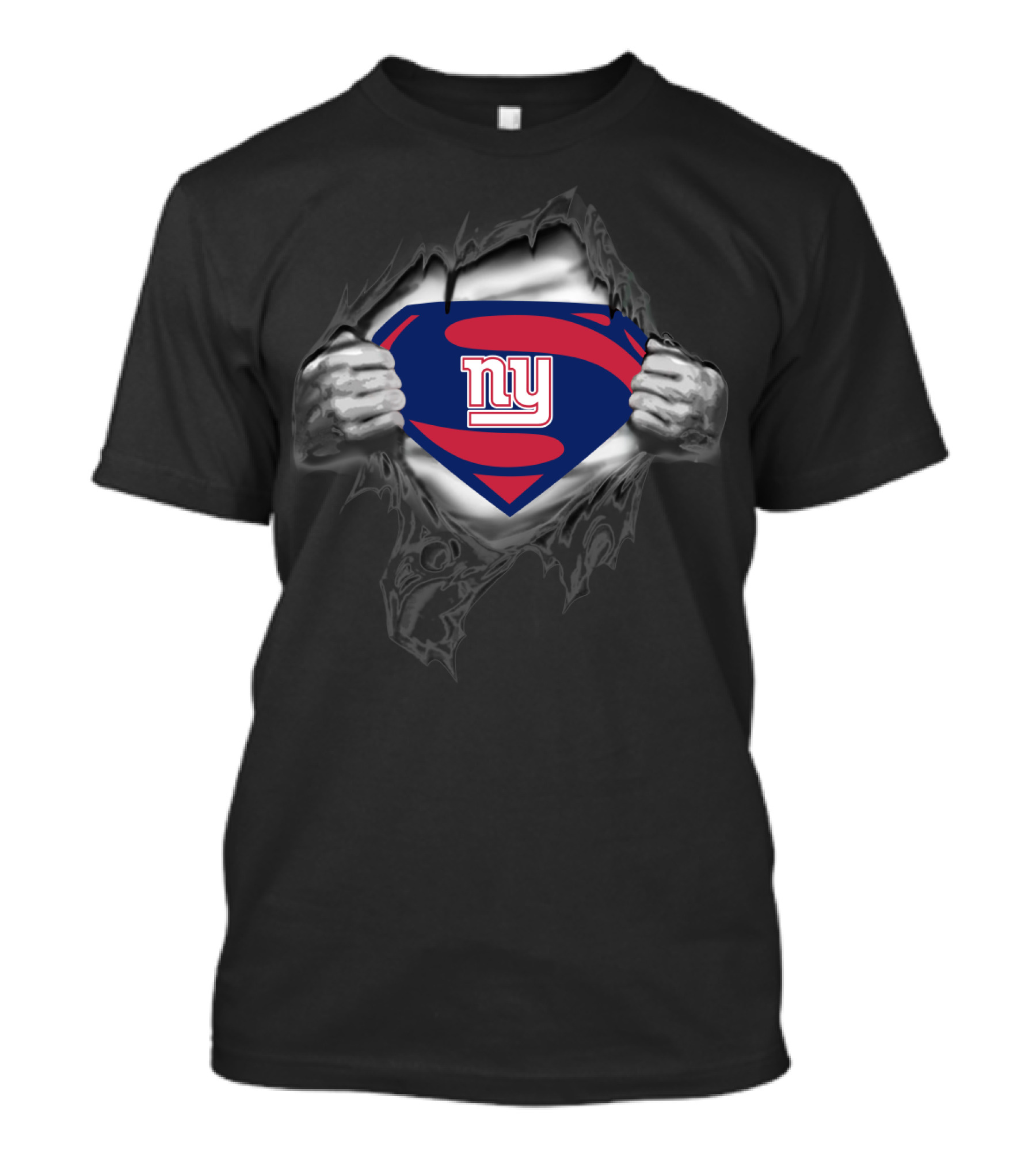 Ny Giants Superman Logo Ripped Chest T-Shirt