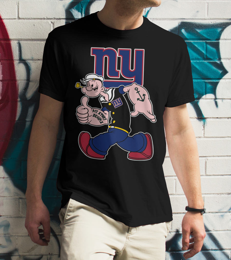 Popeye Thumbs Up My Story Designs New York Giants T-Shirt