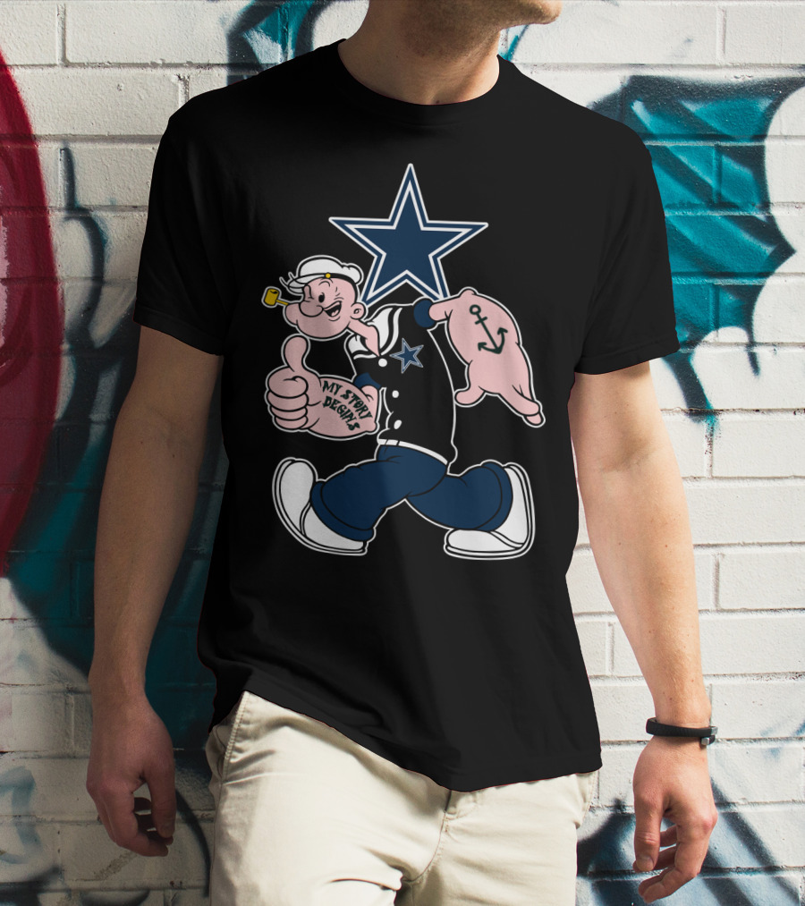 Dallas Cowboys Navy Star Popeye My Story Designs T-Shirt