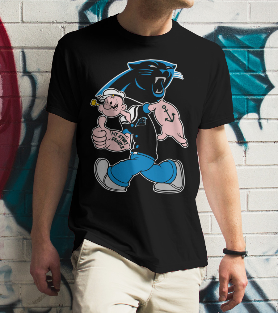 Carolina Panthers My Story Designs Popeye Anchor T-Shirt