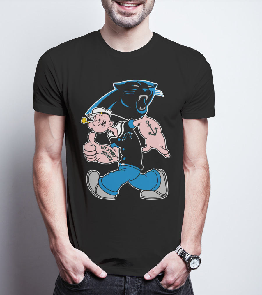 Carolina Panthers My Story Designs Popeye Anchor T-Shirt