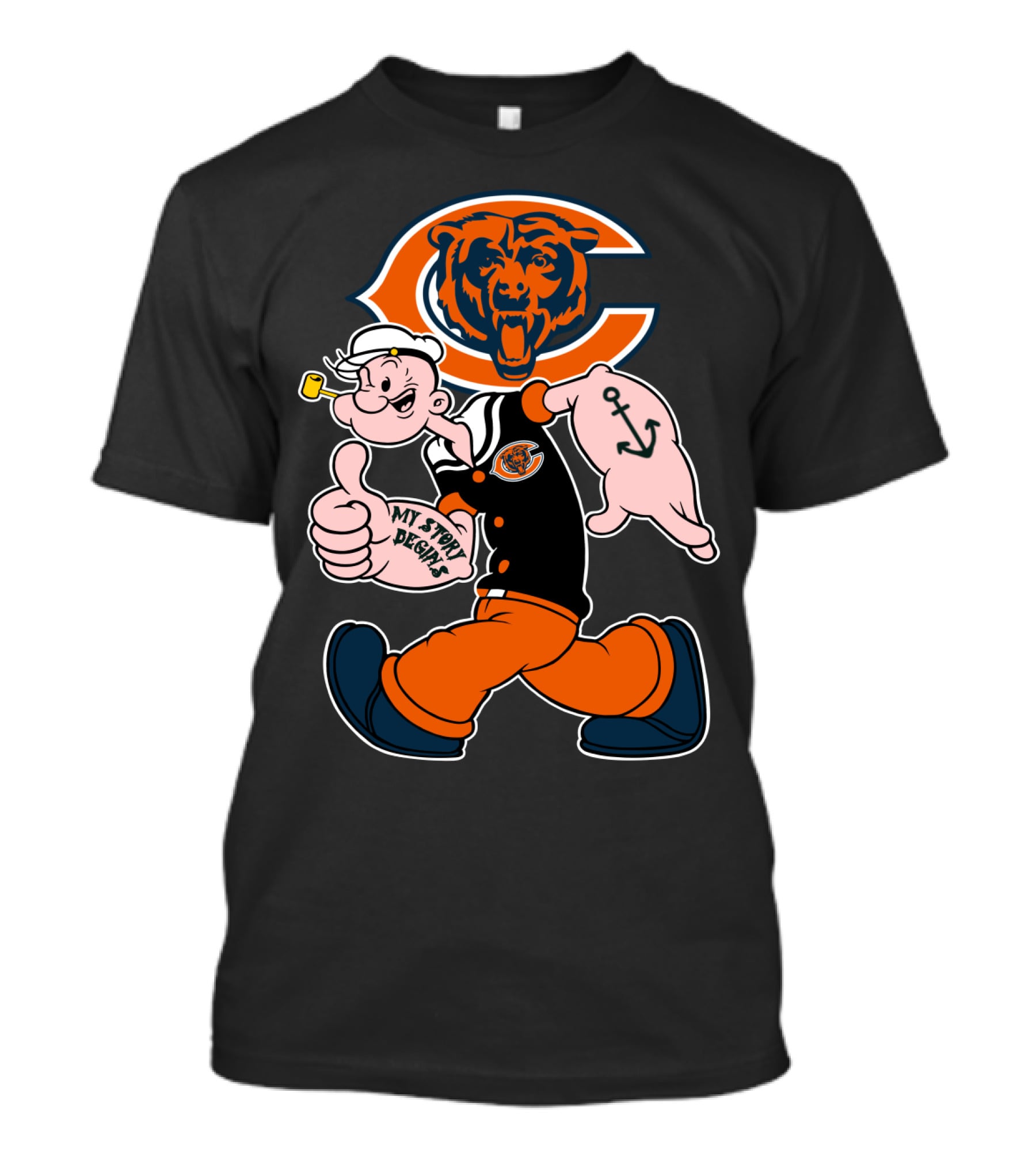 Chicago Bears My Story Begins Popeye T-Shirt