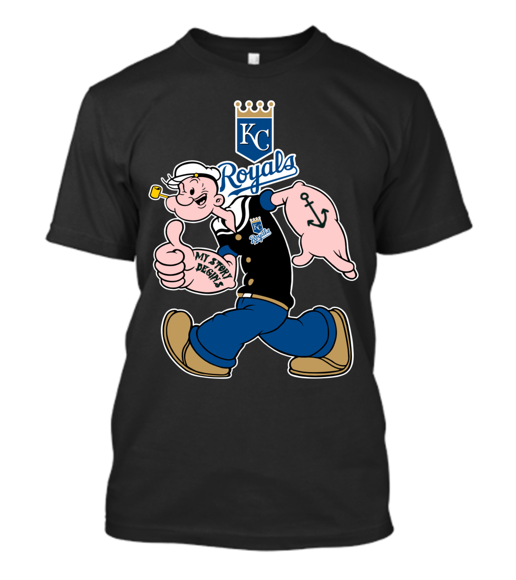 Kansas City Royals Kc Royals Popeye My Story Designs T-Shirt