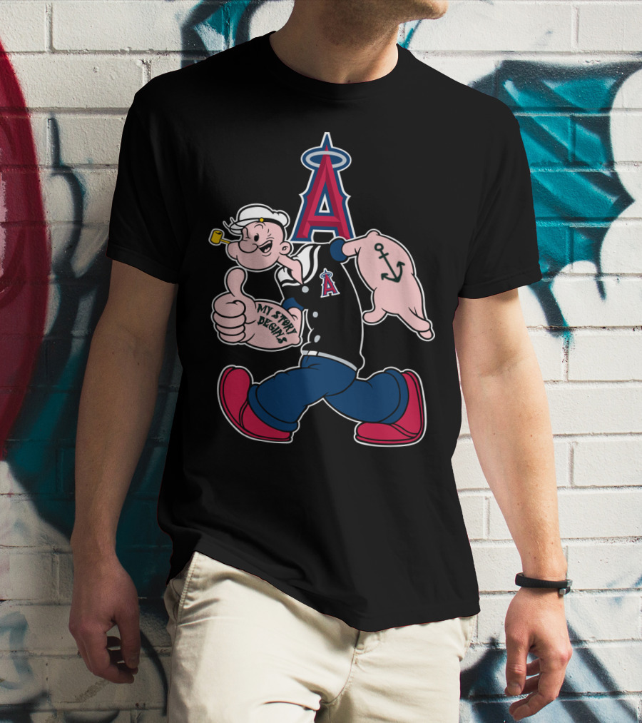 Popeye Los Angeles Angels Mlb Anchor My Story Begins T-Shirt