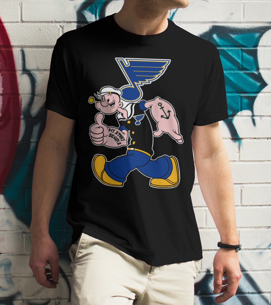 St Louis Blues Logo Popeye Cartoon Character '68 Style T-Shirt