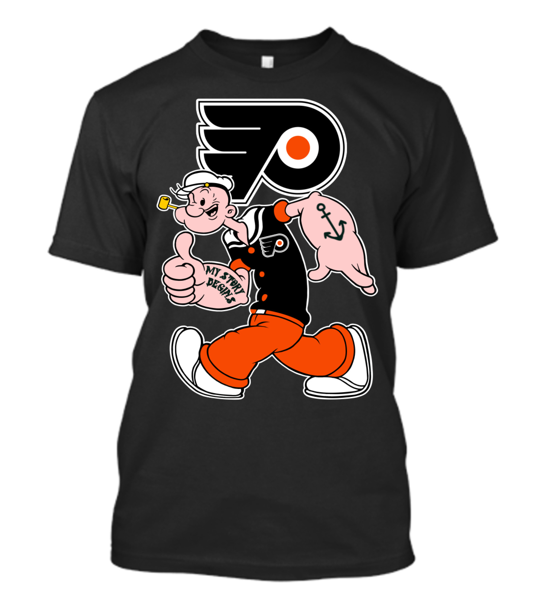 Popeye Thumbs Up 71 Philadelphia Flyers My Story Begins T-Shirt