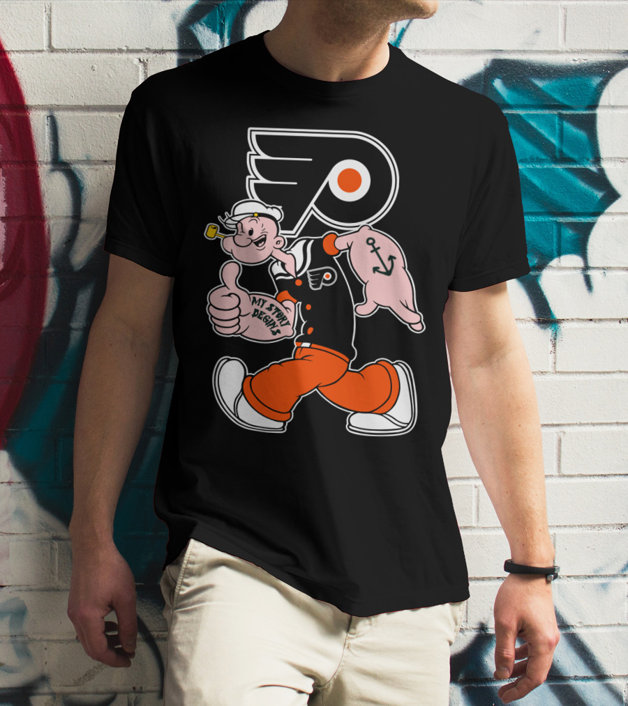 Popeye Thumbs Up 71 Philadelphia Flyers My Story Begins T-Shirt