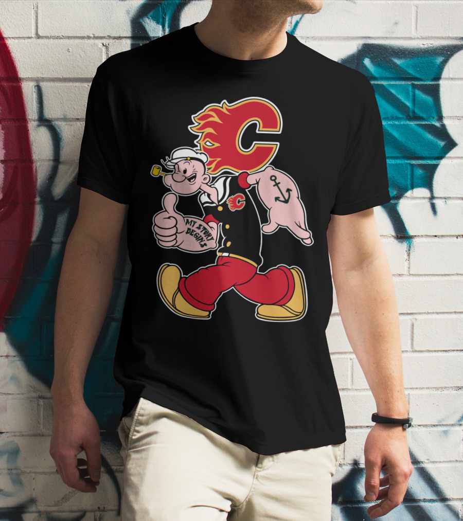 Calgary Flames Popeye My Story Begins Anchor 87 T-Shirt