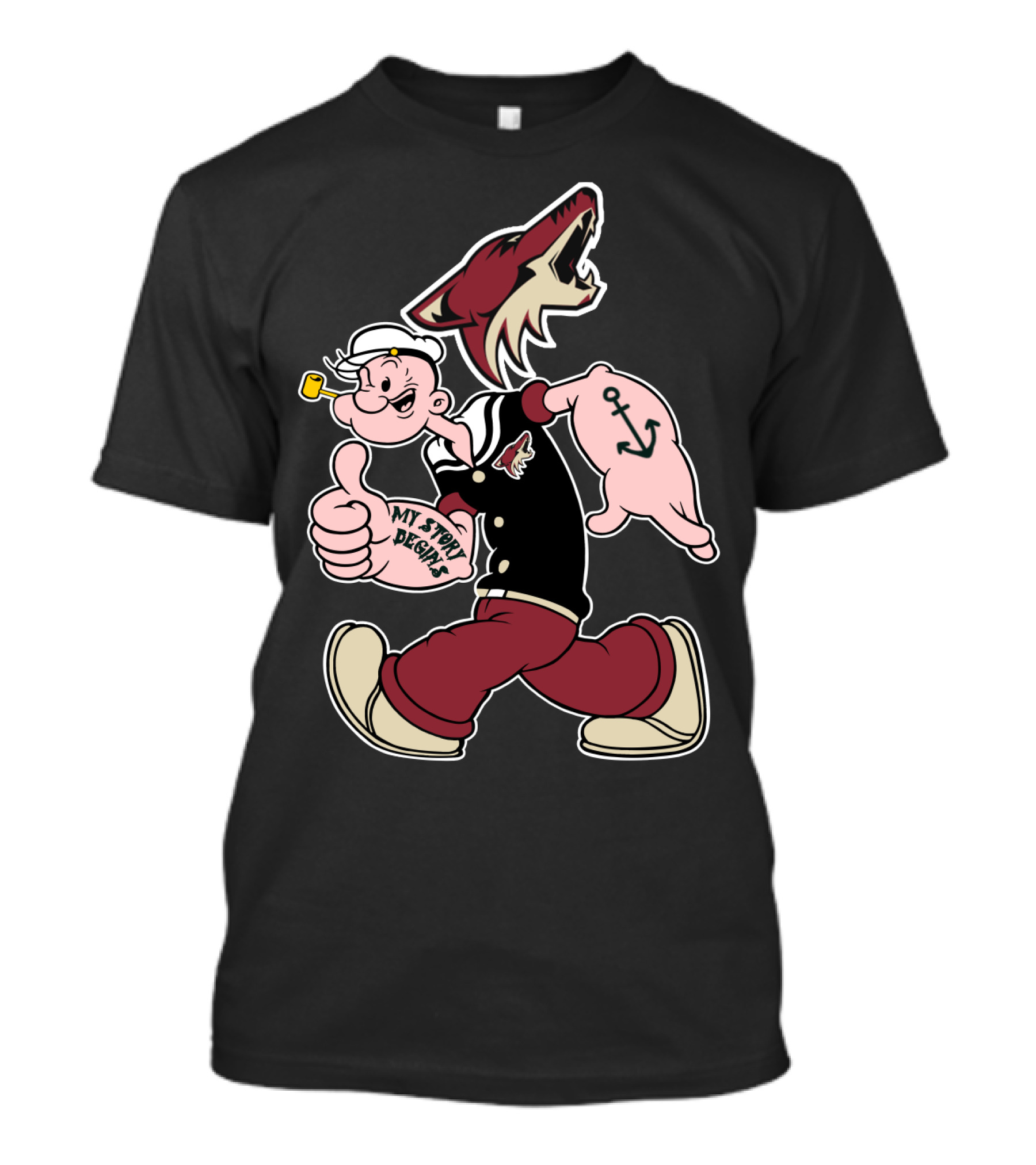Popeye My Story Design Arizona Coyotes Logo 91 Anchor T-Shirt