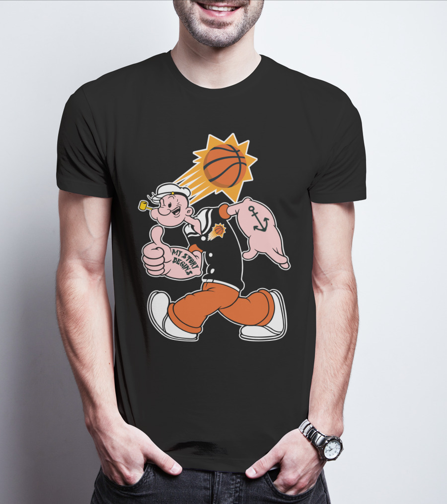 My Story Designs Phoenix Suns Popeye Basketball Anchor Thumbs Up T-Shirt