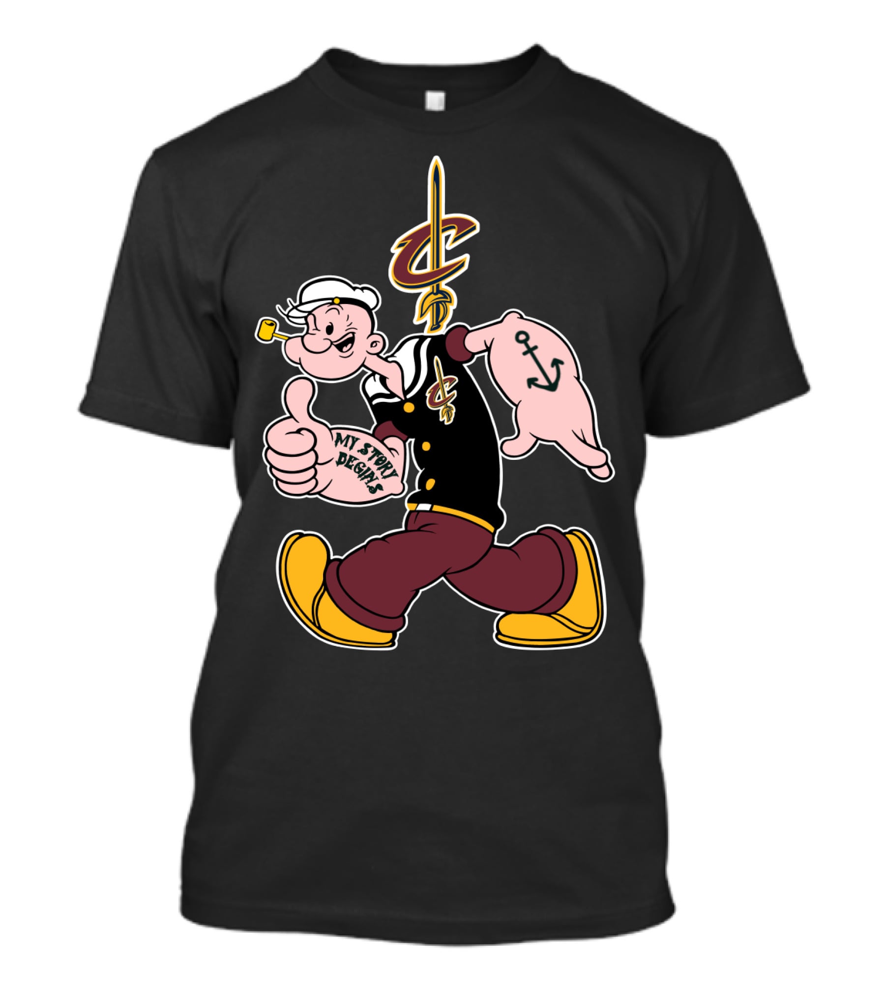 Cleveland Cavaliers My Story Begins Popeye Anchor T-Shirt