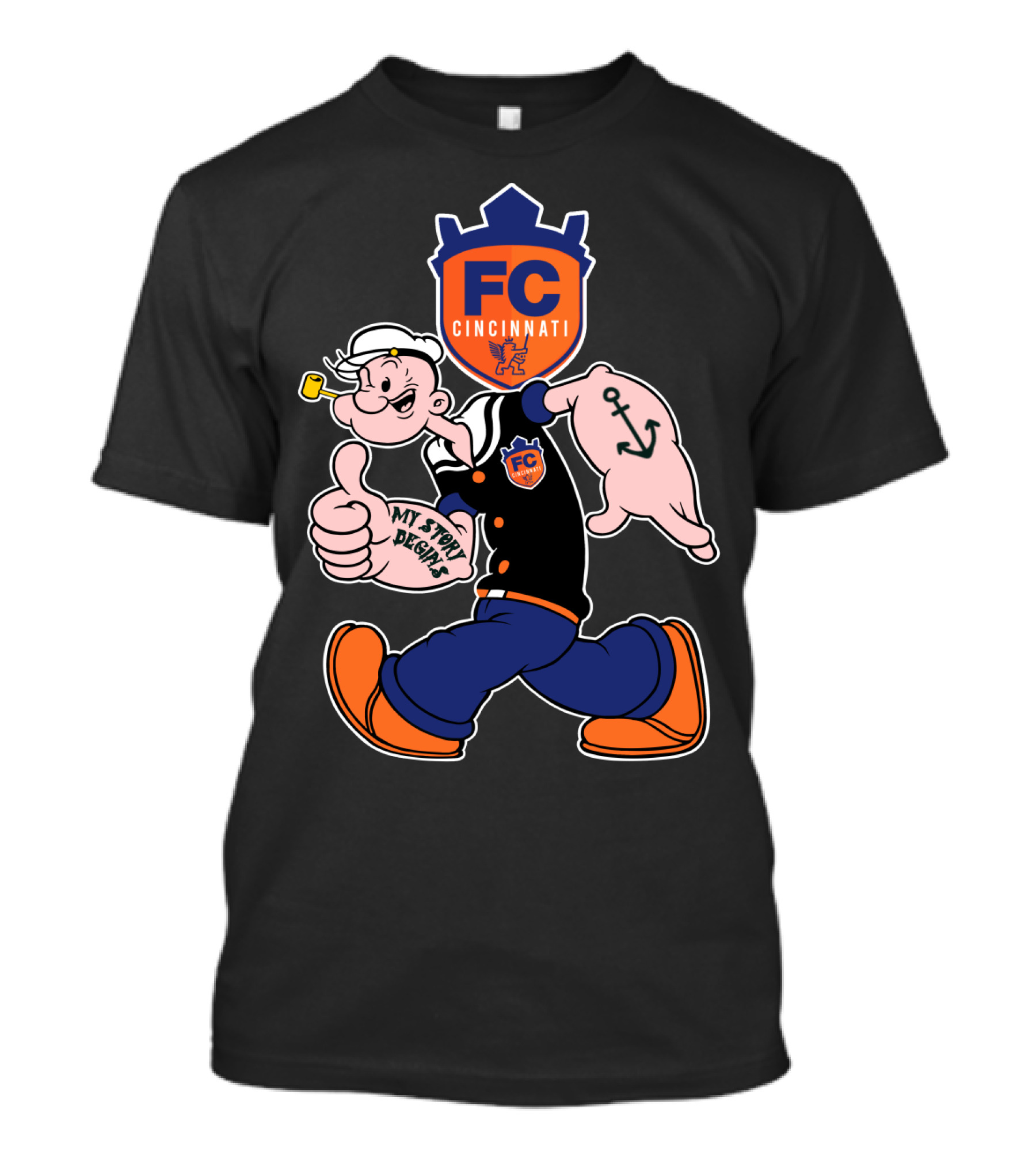 Fc Cincinnati My Story Begins Popeye Anchor T-Shirt