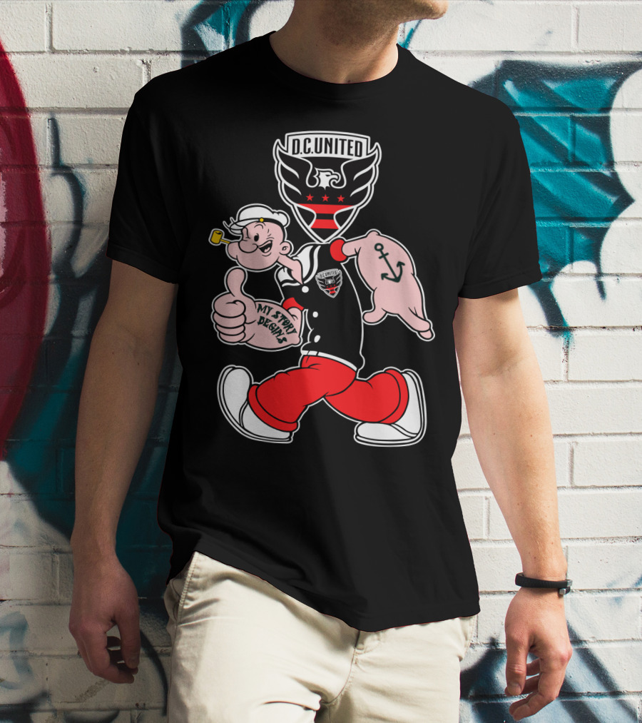 D.c. United My Story Begins Popeye Anchor Tattoo Sporty Style T-Shirt