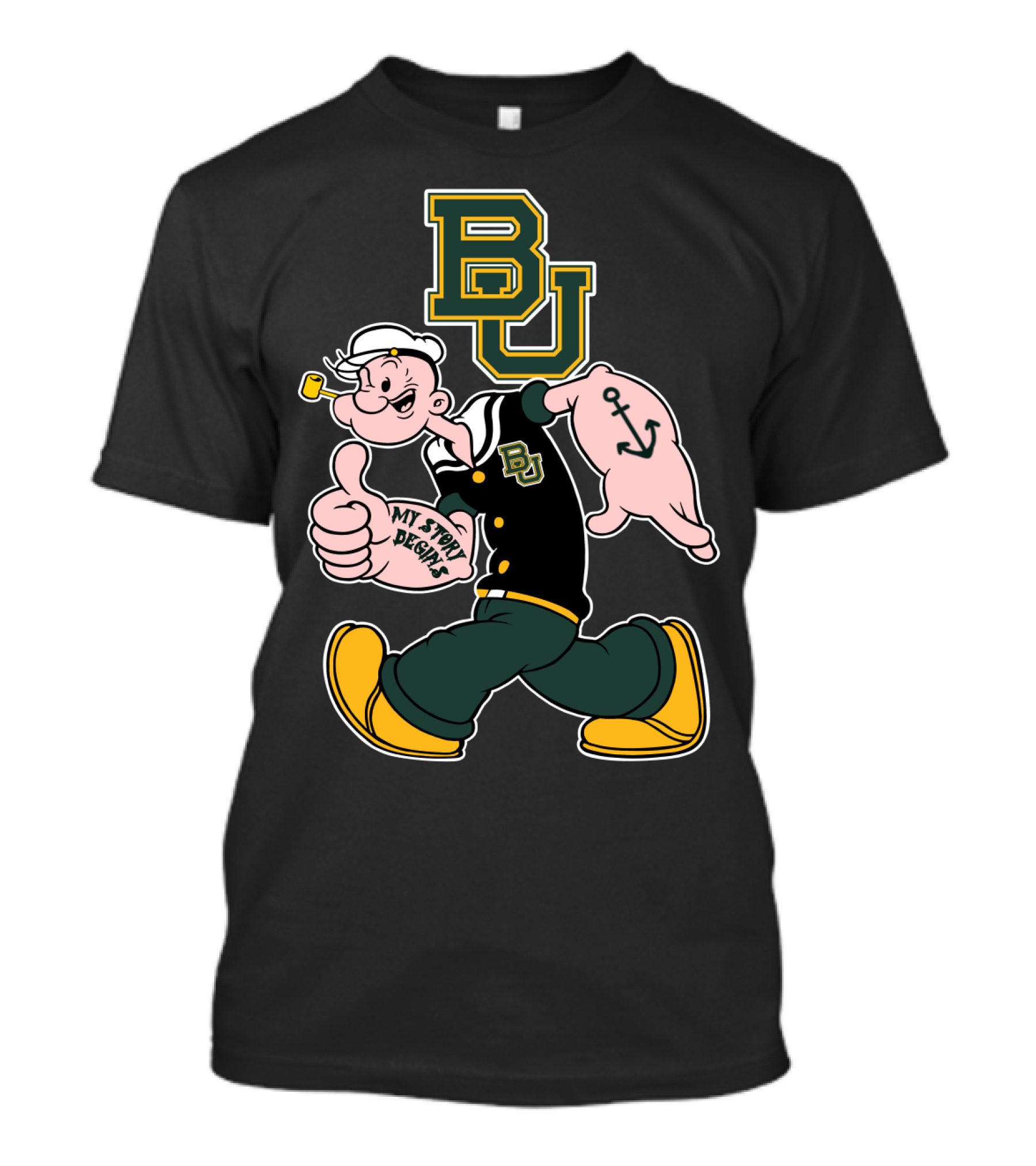 Bu Popeye My Story Begins Anchor Walking Pose T-Shirt
