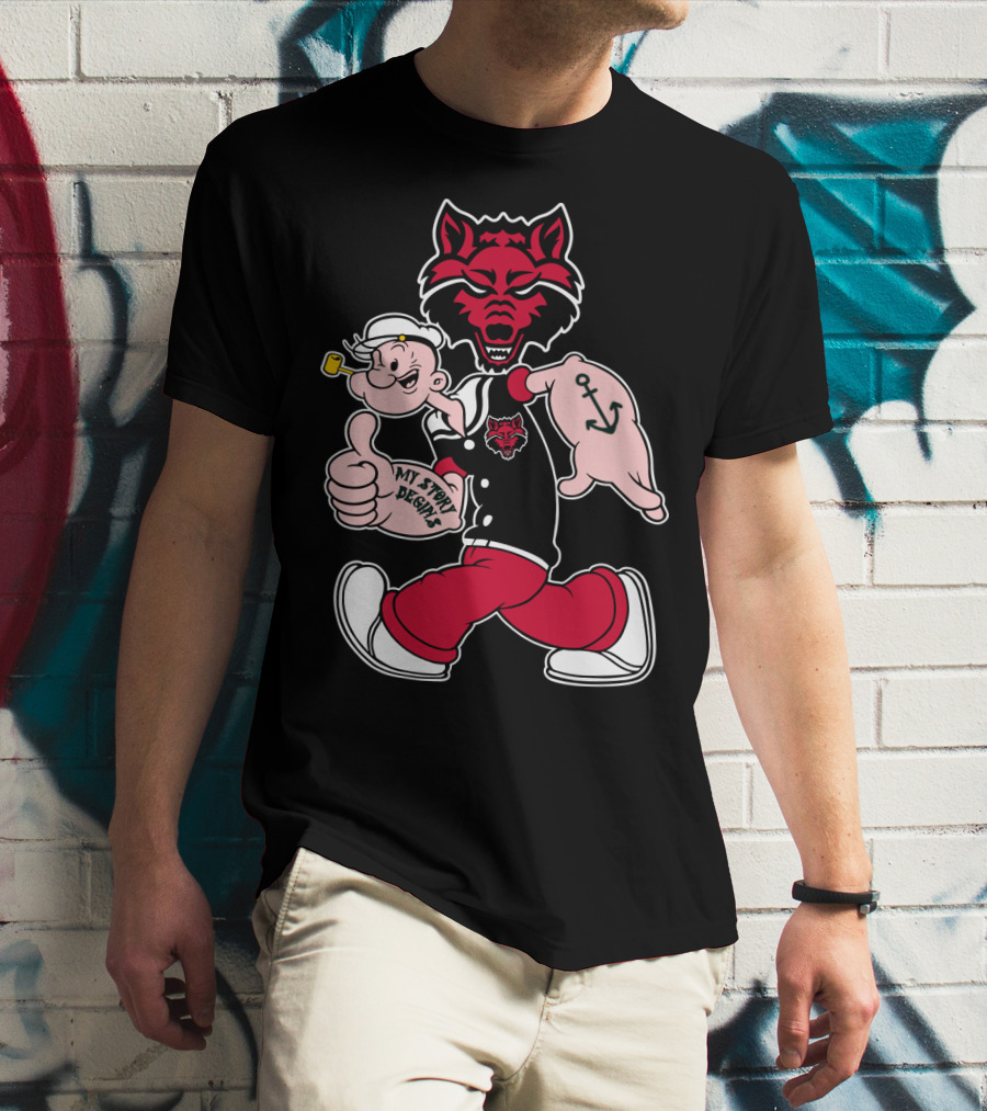 Arkansas State Red Wolves My Story Designs Popeye Anchor T-Shirt