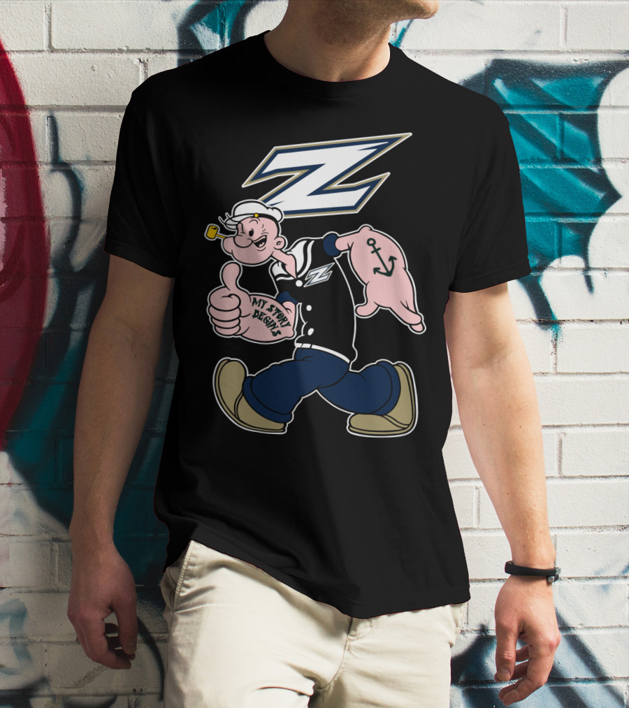 Akron Zips Navy Sailor Character 170 T-Shirt