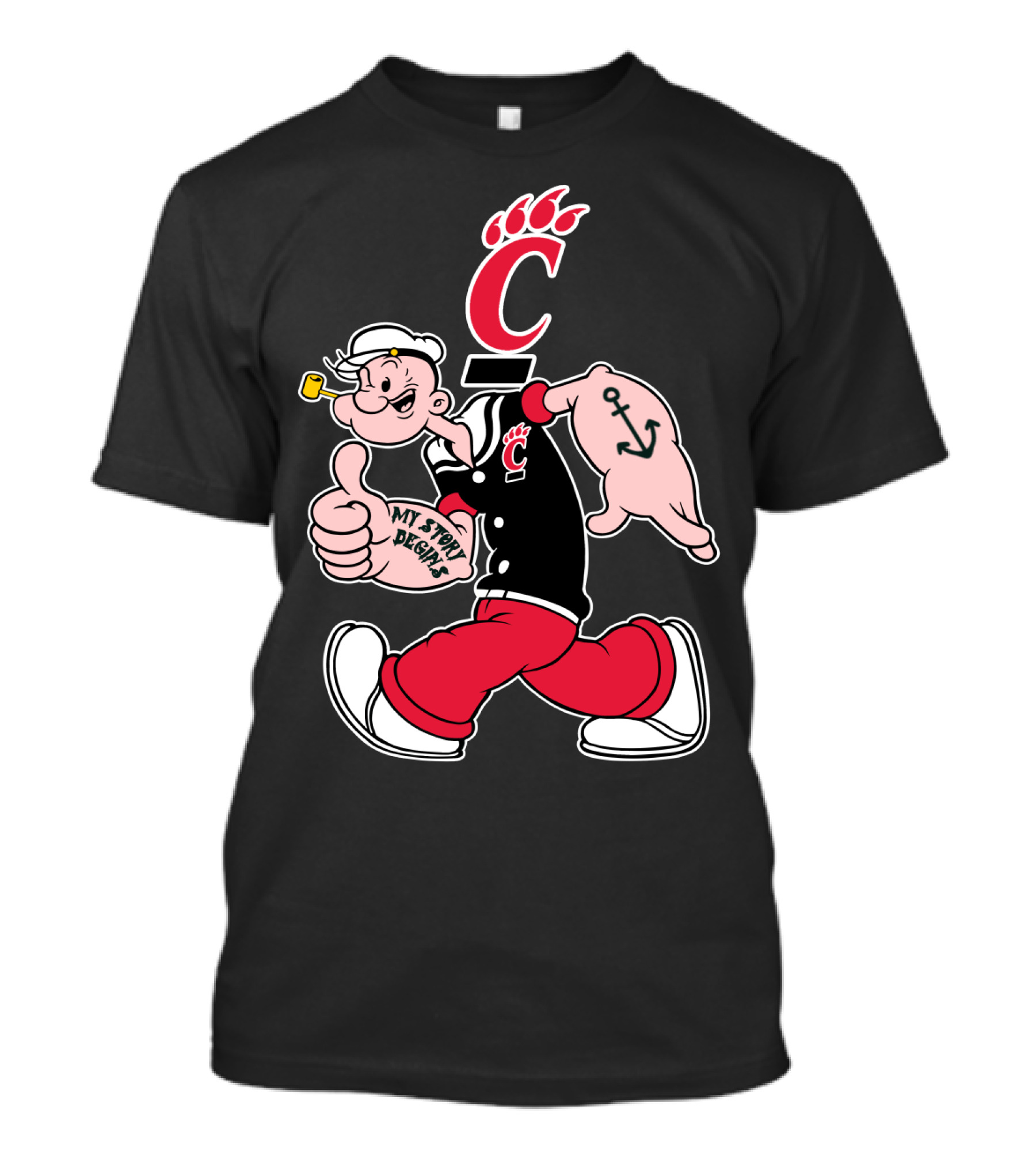Cincinnati Bearcats Popeye Anchor My Story Designs T-Shirt