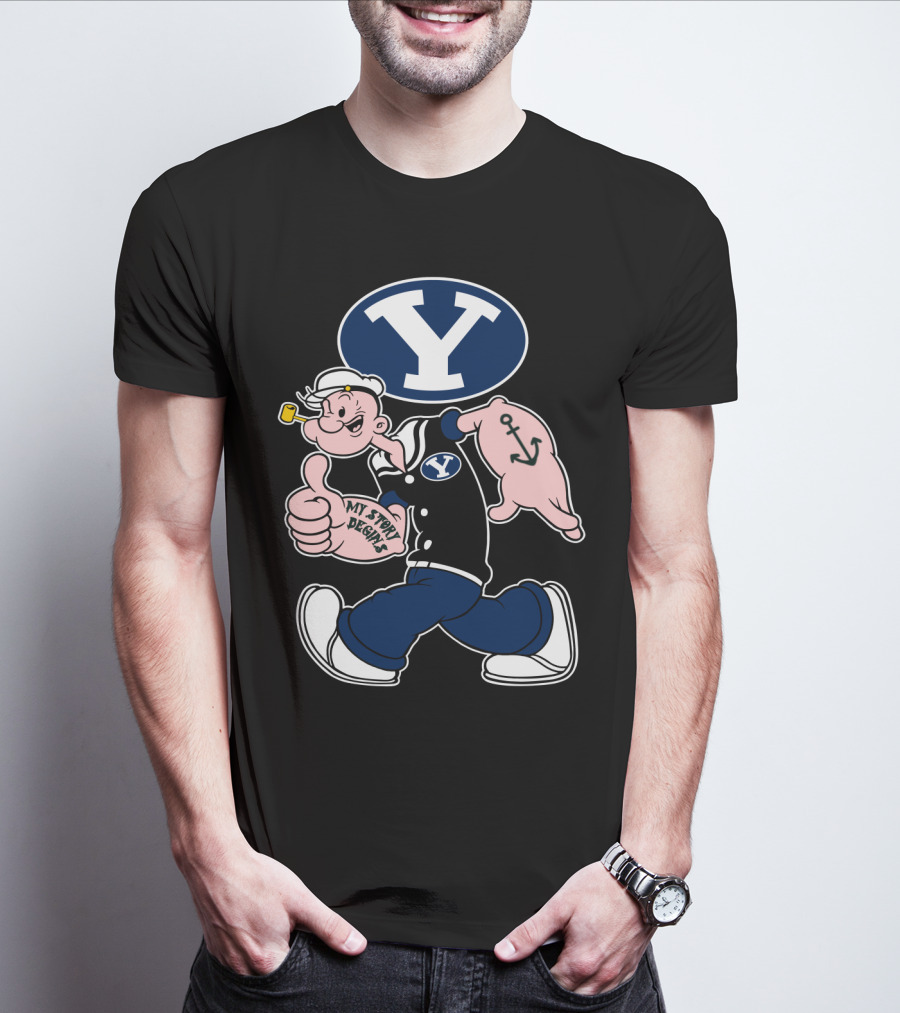 Byu Cougars Y Logo My Story Begins Popeye Sailor Anchor T-Shirt