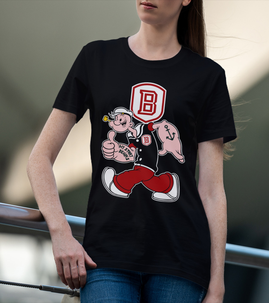 Popeye Thumbs Up Bradley Braves My Story Designs Anchor Tattoo T-Shirt