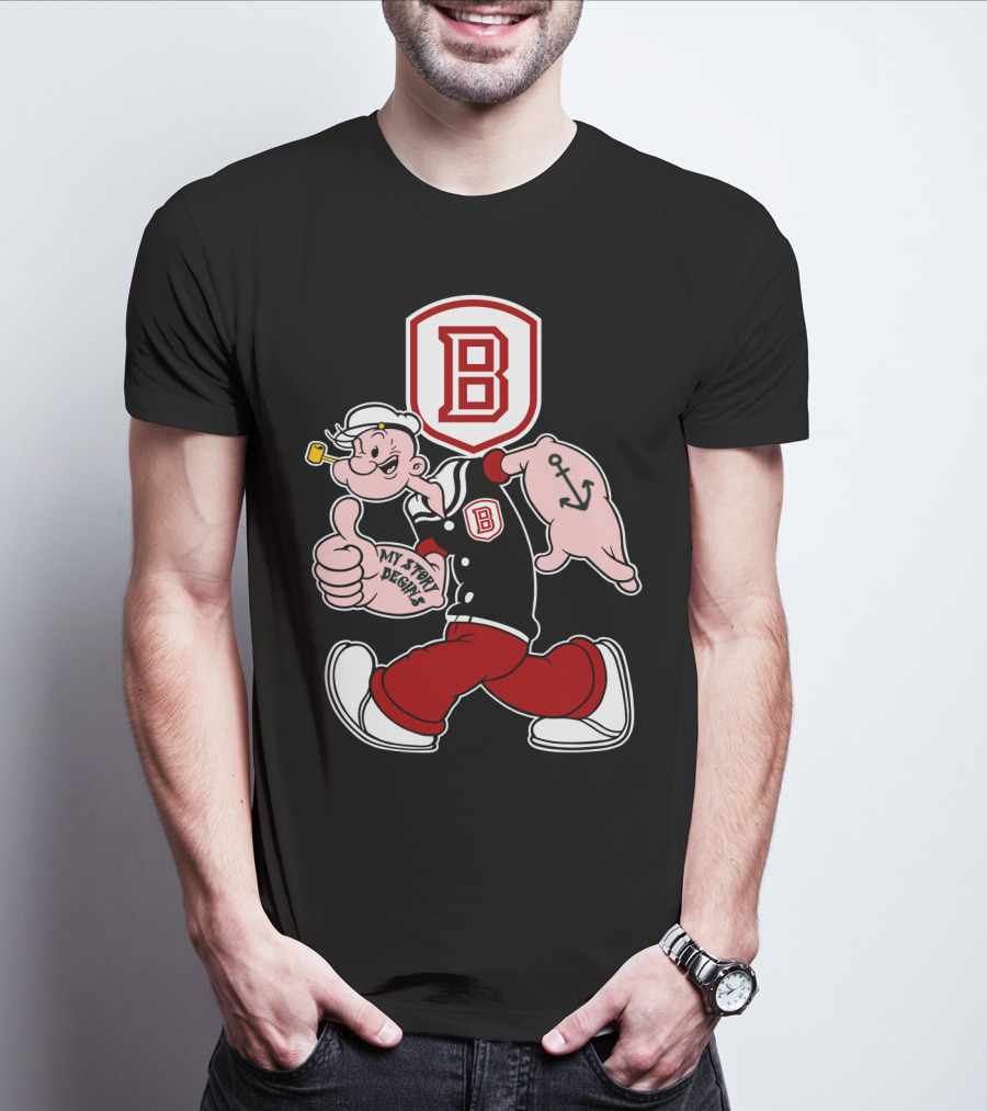 Popeye Thumbs Up Bradley Braves My Story Designs Anchor Tattoo T-Shirt