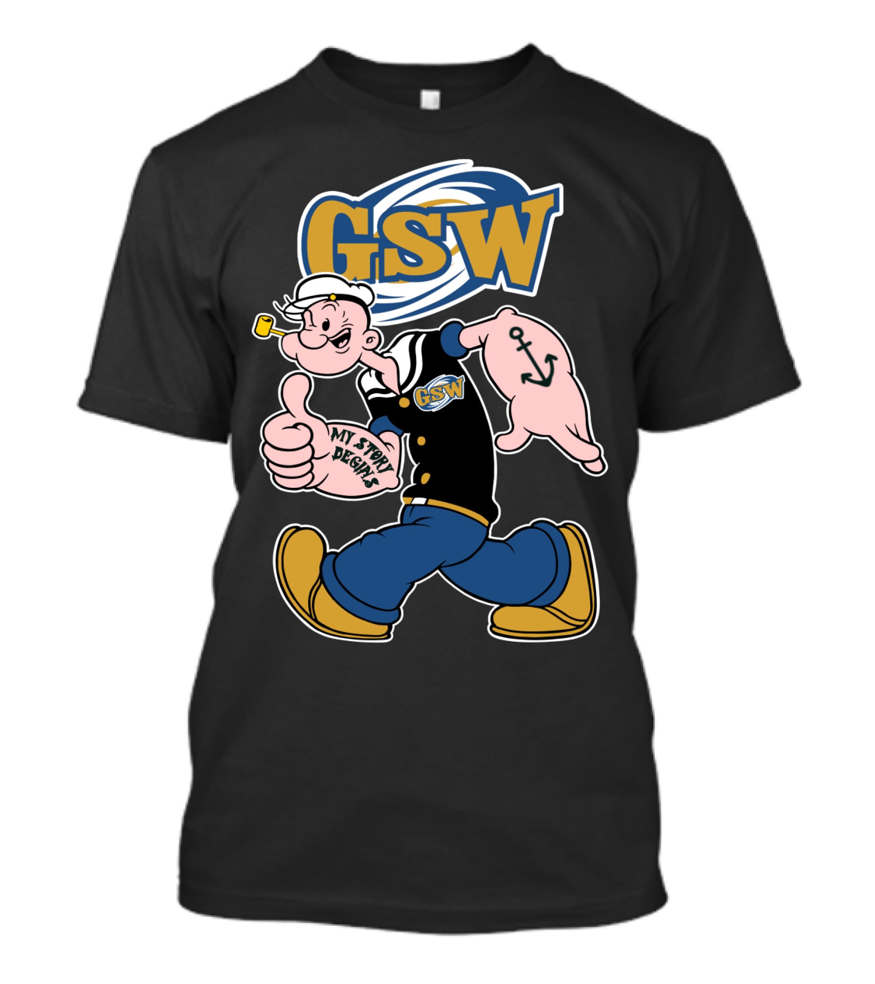 Georgia Southwestern Hurricanes Gsw Sailor Character With Anchor And Pipe T-Shirt