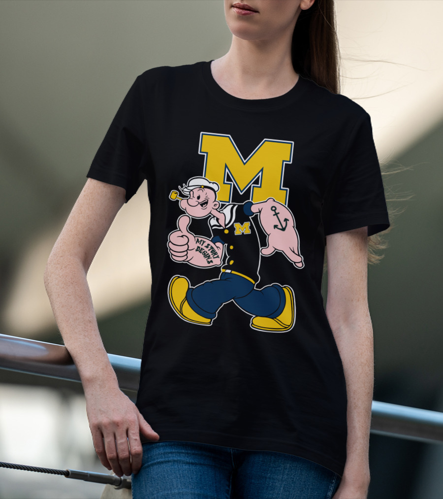 M Michigan Wolverines Popeye My Story Begins T-Shirt