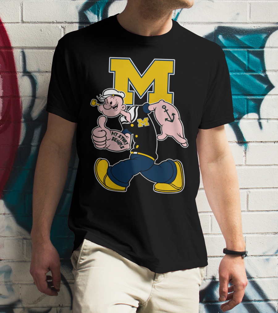 M Michigan Wolverines Popeye My Story Begins T-Shirt